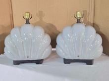 Pair of Haegar Vintage Art Deco Revival Ceramic Lamps