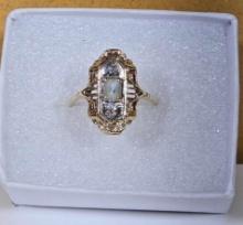 Vintage 14k Gold Topaz Filagree Ring