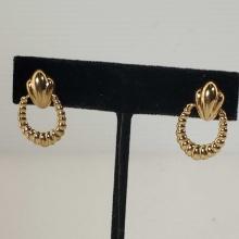 14K Yellow Gold Door Knocker Stud Earrings