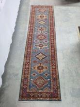 Fine Hand Woven Kazak Wool Runner Rug / Carpet