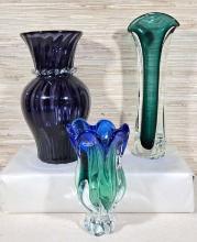 3 Art Glass Vases