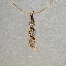 14K Yellow Gold And Earth Mined Sirena Diamond Swirl Pendant Necklace