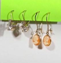 2 Pair of 14k Gold Dangle Earrings