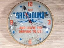 Lighted Advertising Go Greyhound Bus ...And Leave The Driving To Us PAM Clock