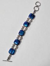 Beautiful Dichoric Art Glass Sterling Silver Bracelet