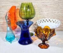 6 Pcs. of Vintage Hand Blown Glass