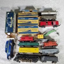 Gilbert/ American Flyer Post War Model Railroad Engines, Cars and Accessories with Some As Is Boxes