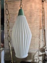 Vintage Swag Light with White Glass Shade