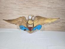 Vintage Painted Metal Eagle Wall Plaque