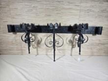 Vintage Spanish Revival Metal Repurposed Wall Candle Holder