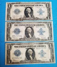 3 1923 $1 One Dollar Silver Certificates