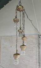 Vintage Hollywood Regency Ceiling Light with Gradutation Crystal Pendants