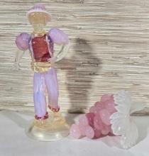 2 Vintage Murano Art Glass Figures