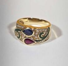 Lovely Ruby & Sapphire 14k Gold Ring