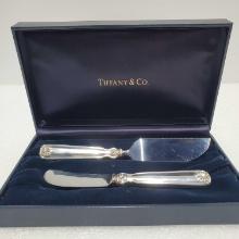 Tiffany & Co. Sterling Cheese Knife and Server Shell and Thread Pattern With Original Box