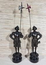 Pair of Painted Spelter Renaissance French/ Vatican Guards