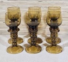 Set of 6 Vintage Roemer Art Glass Goblets