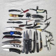 28 Misc Pocketknives, Multi Tools, Lock Blade Knives and More