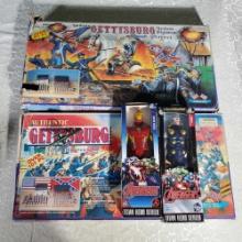 2 Gettysburg Action Figure Play Sets and 2 Marvel 12" Action Figures