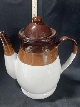 Cream, Tan, and Brown Coffee Pot