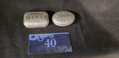 Tin, two Mints, silvertone