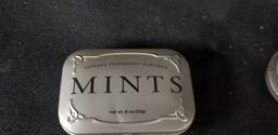 Tin, two Mints, silvertone