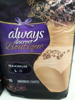 Always Discreet Boutique Underwear, S/M Low Rise