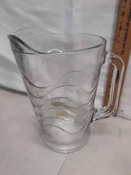 clear glass pitcher and 6 tumbler set