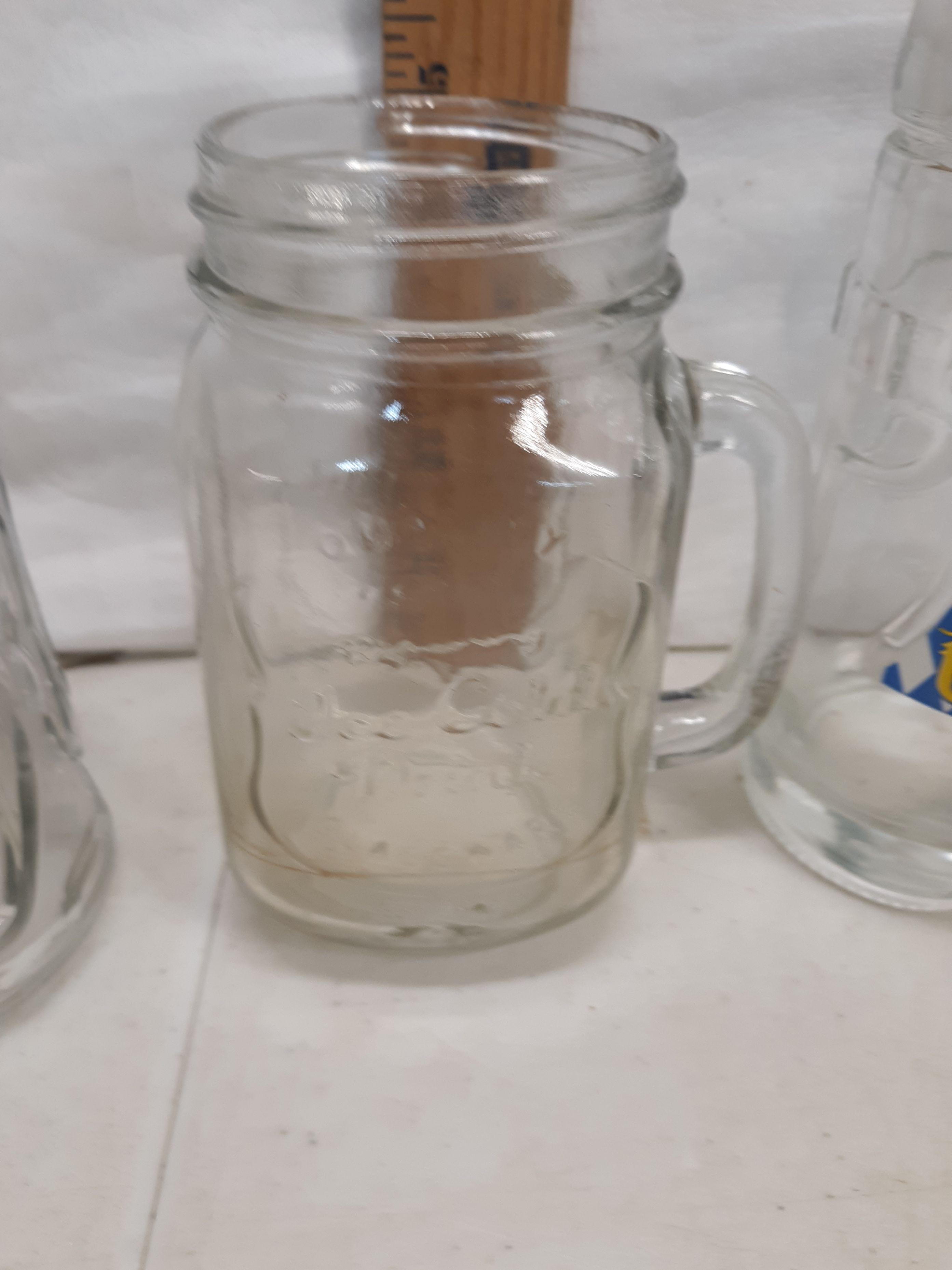 glasses lot, screaming tiki mug, handled mason jar, 2019 Oktoberfest pants mug