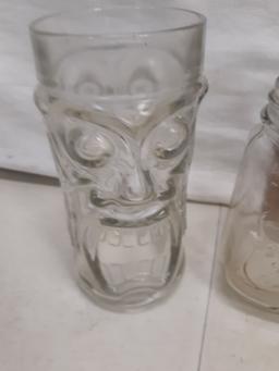 glasses lot, screaming tiki mug, handled mason jar, 2019 Oktoberfest pants mug