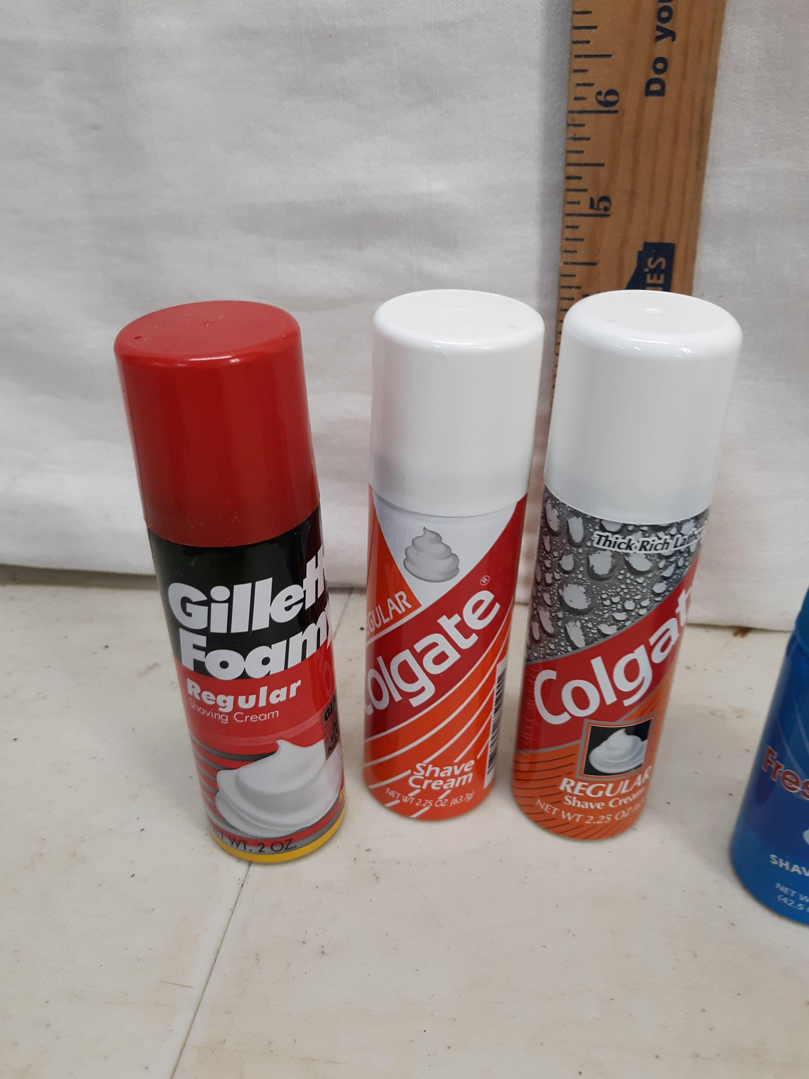 New 7 travel cans of shaving cream, assorted brands