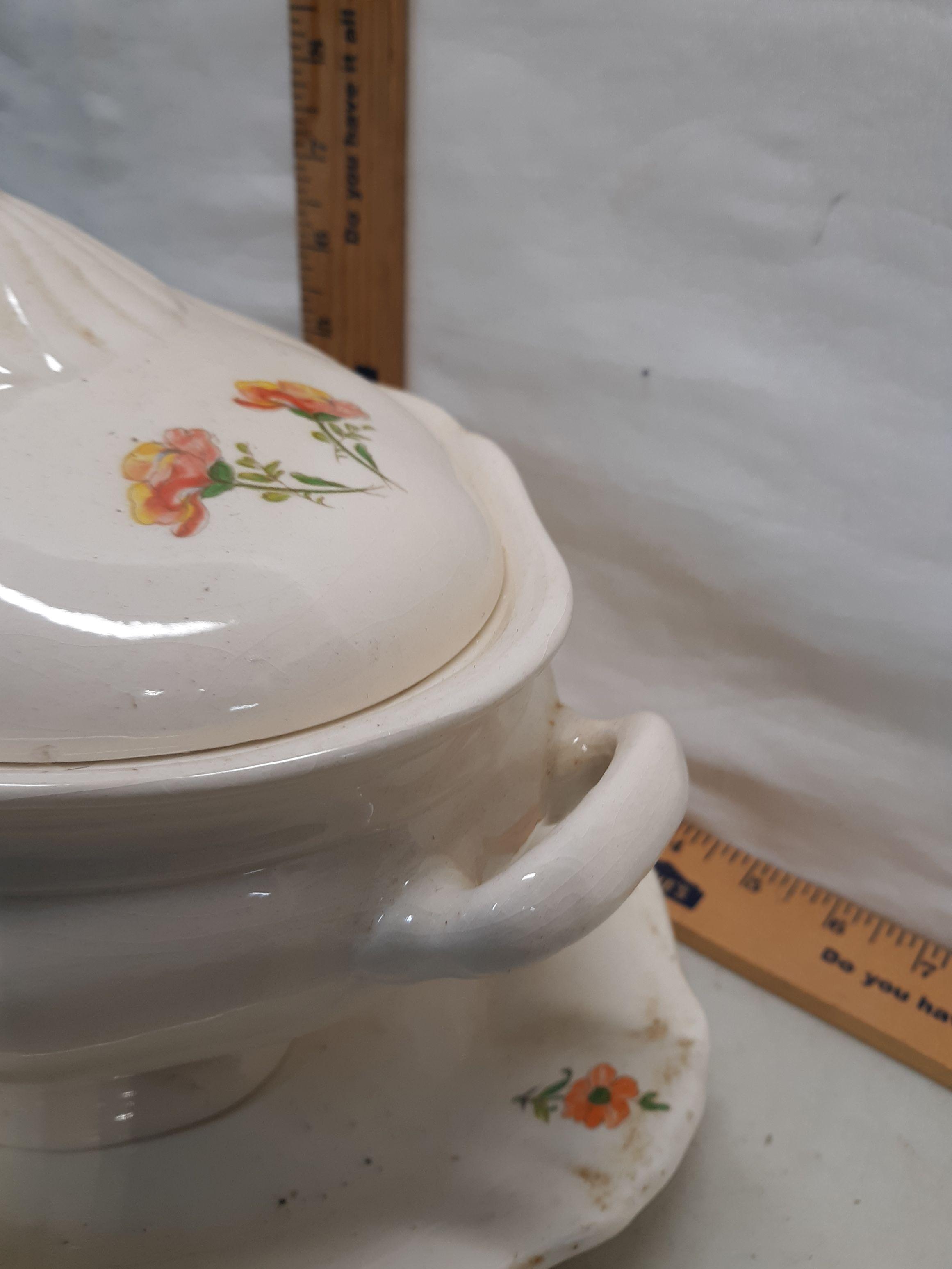 ceramic soup tureen and tray