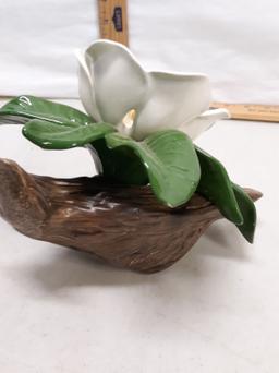 Magnolia flower décor, ceramic table display and resin wall shelf