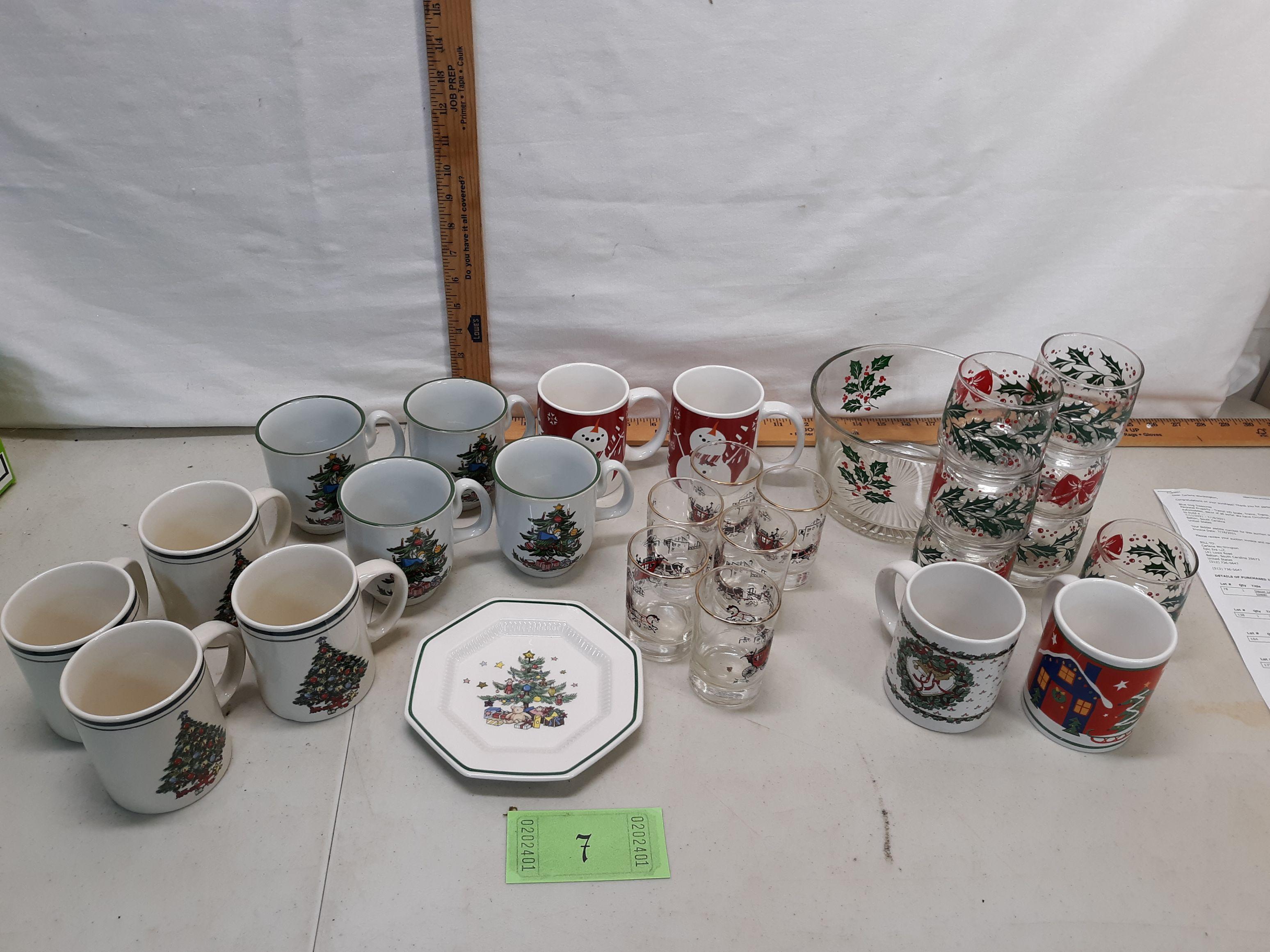 box lot mugs and glasses