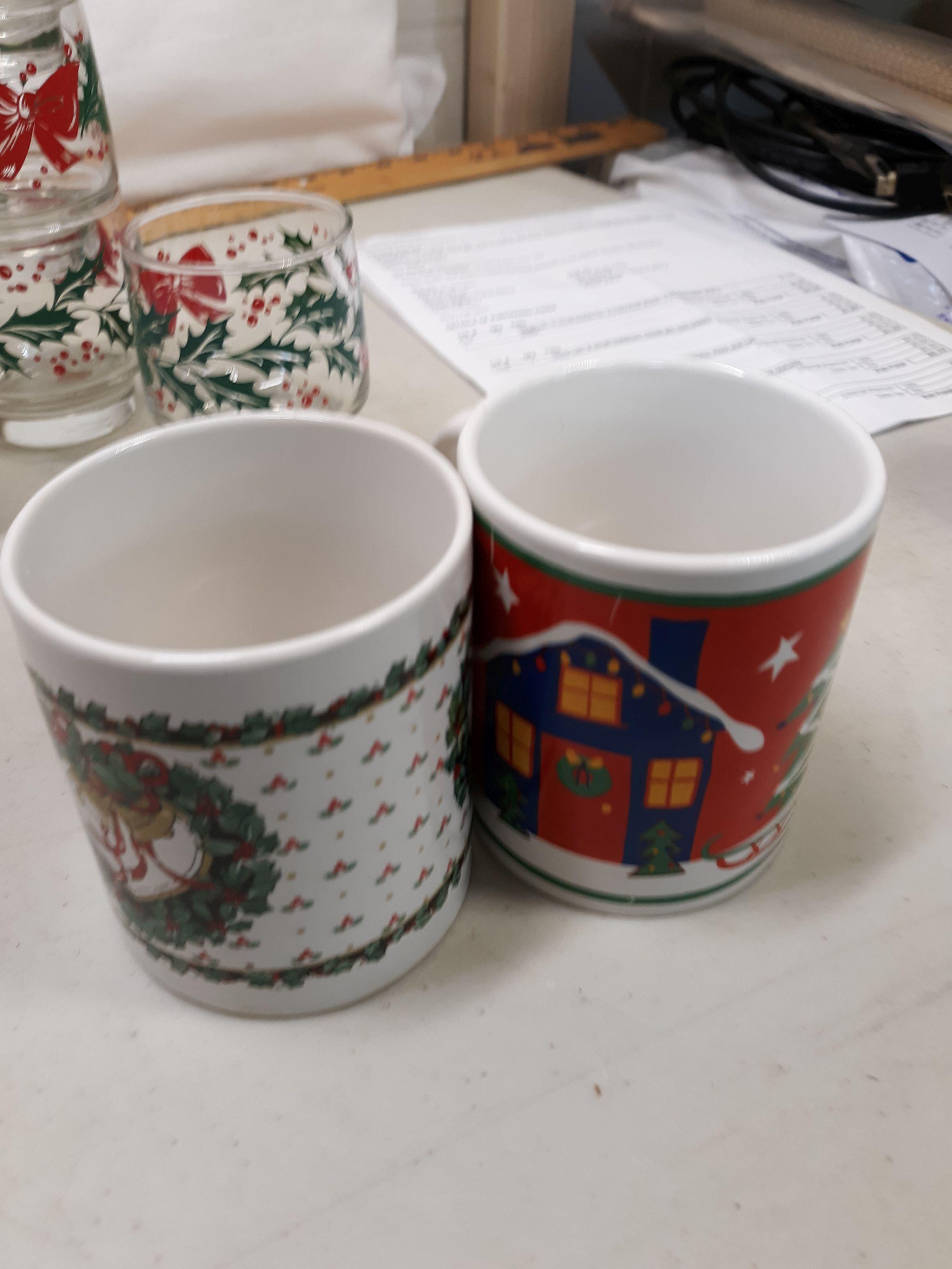 box lot mugs and glasses