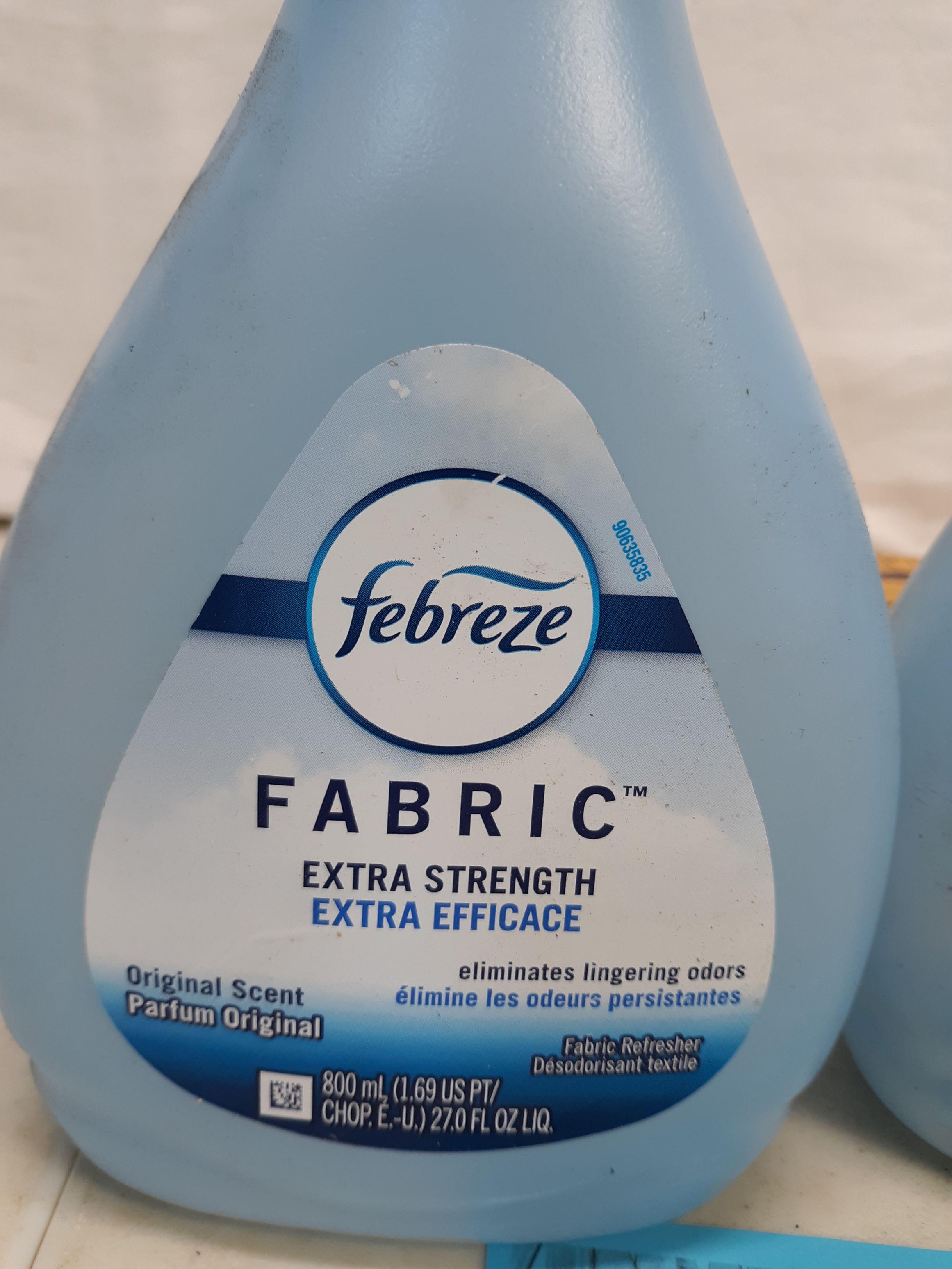 two bottles Febreze Fabric, one extra strength, one pet odor