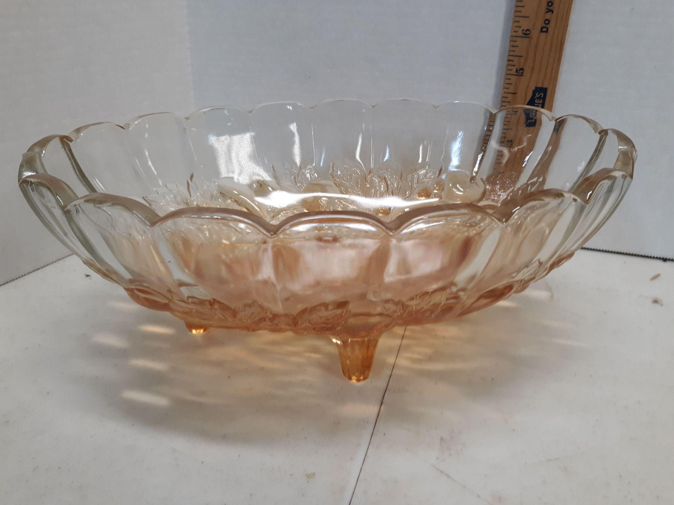 Two glass bowls, Indiana glass fruit bowl and yellow depression glass bowl
