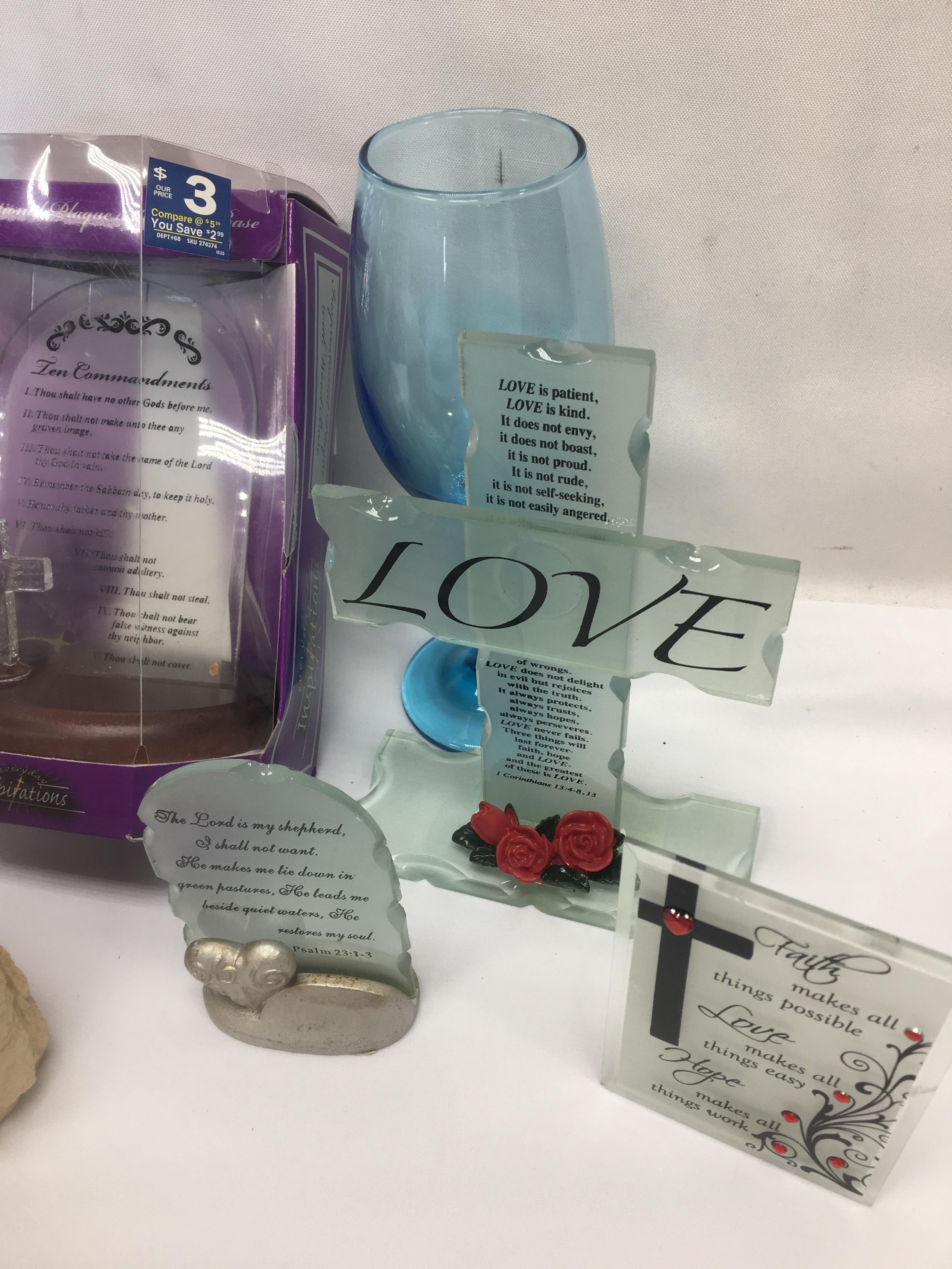 Box Lot of Inspirational Items/Ten Commandments, Love, ETC