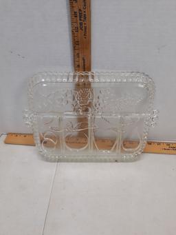 Glass serving tray with fruit