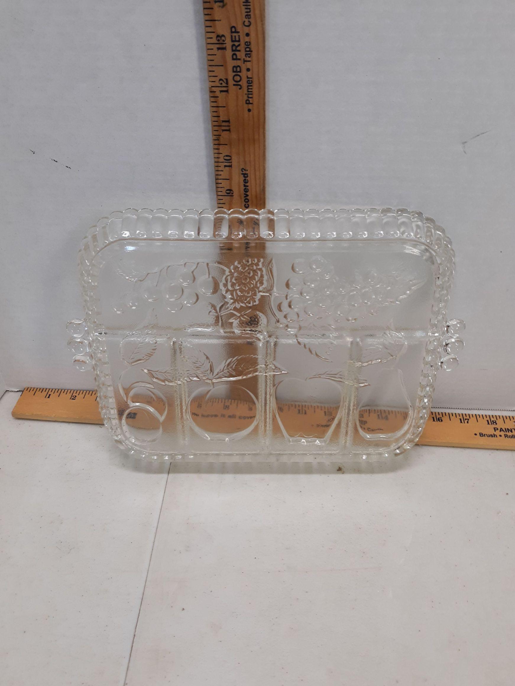 Glass serving tray with fruit