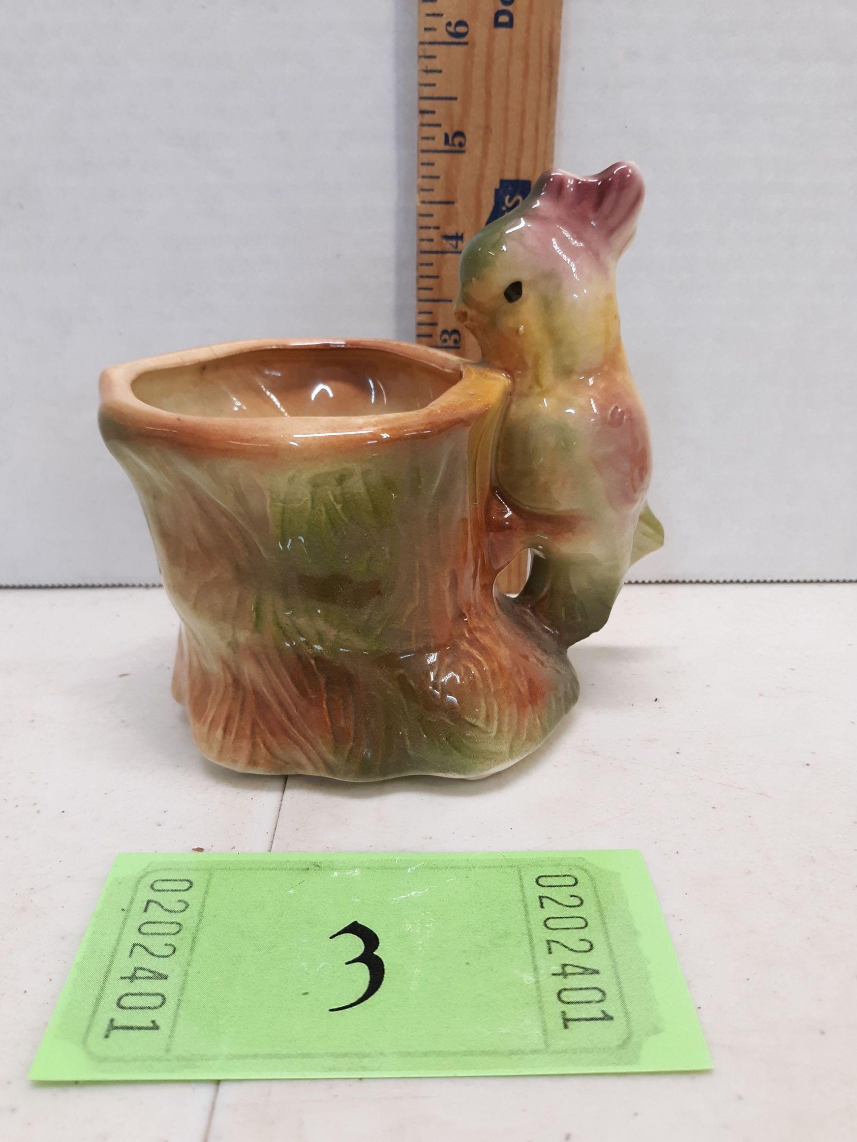 Vintage Parrot Ceramic Planter