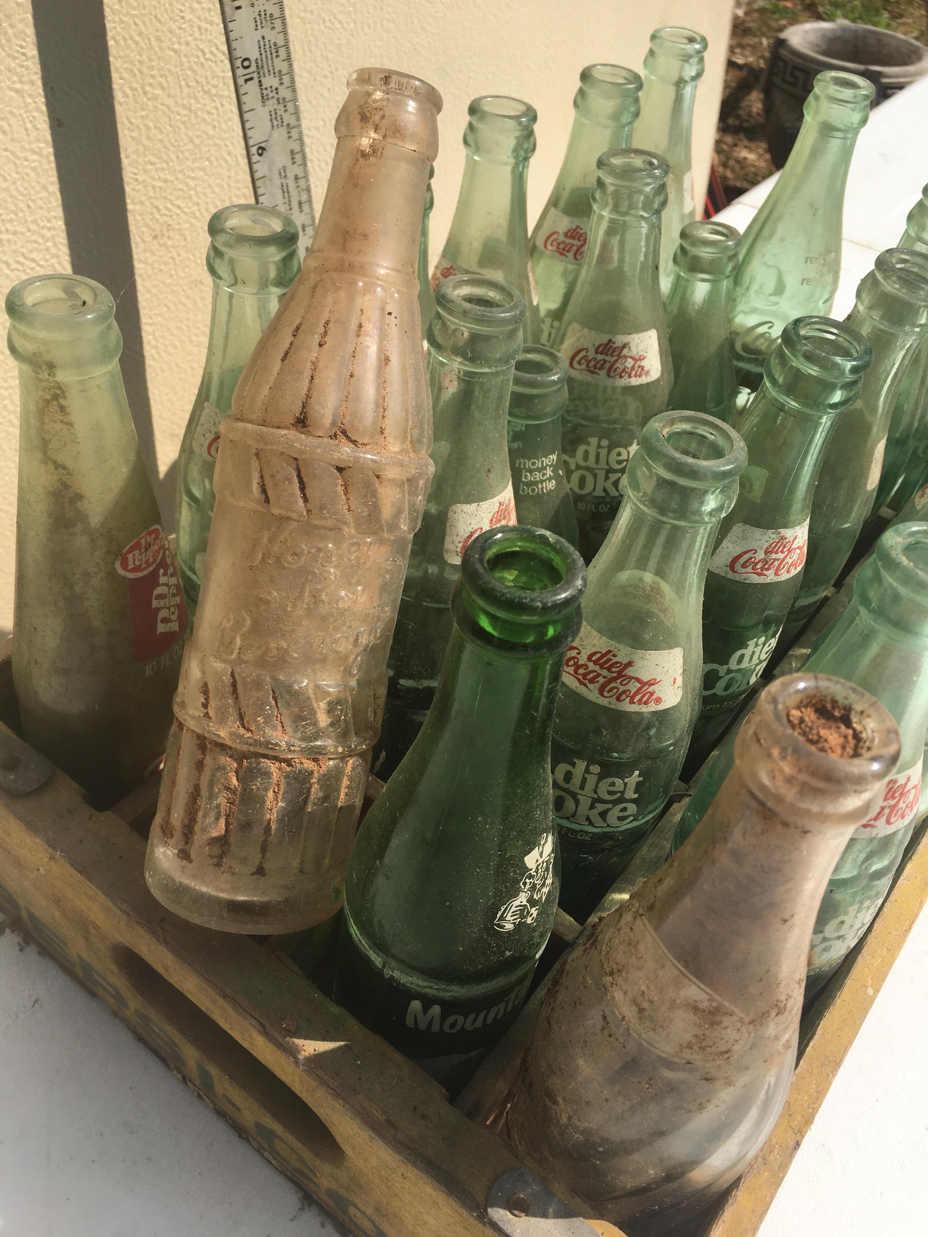 Wooden Yellow Pepsi Crate with Bottles