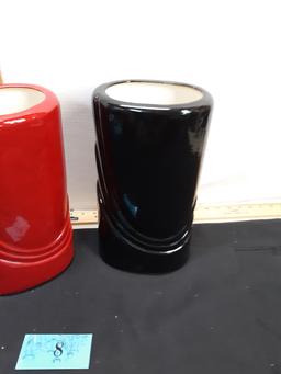 Pair of Vases, 1 Red, 1 Black