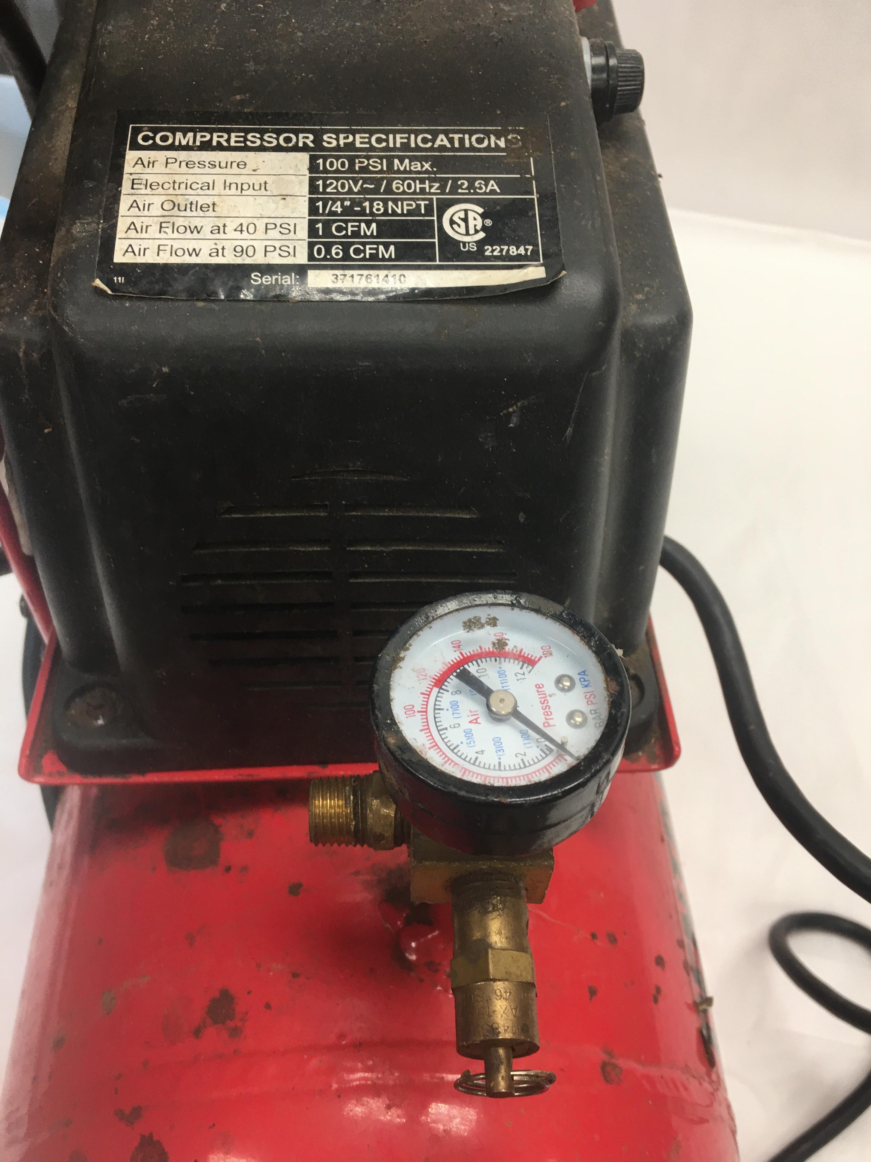 Central Pneumatic 100PSI 1/3HP 3 Gal Air Compressor