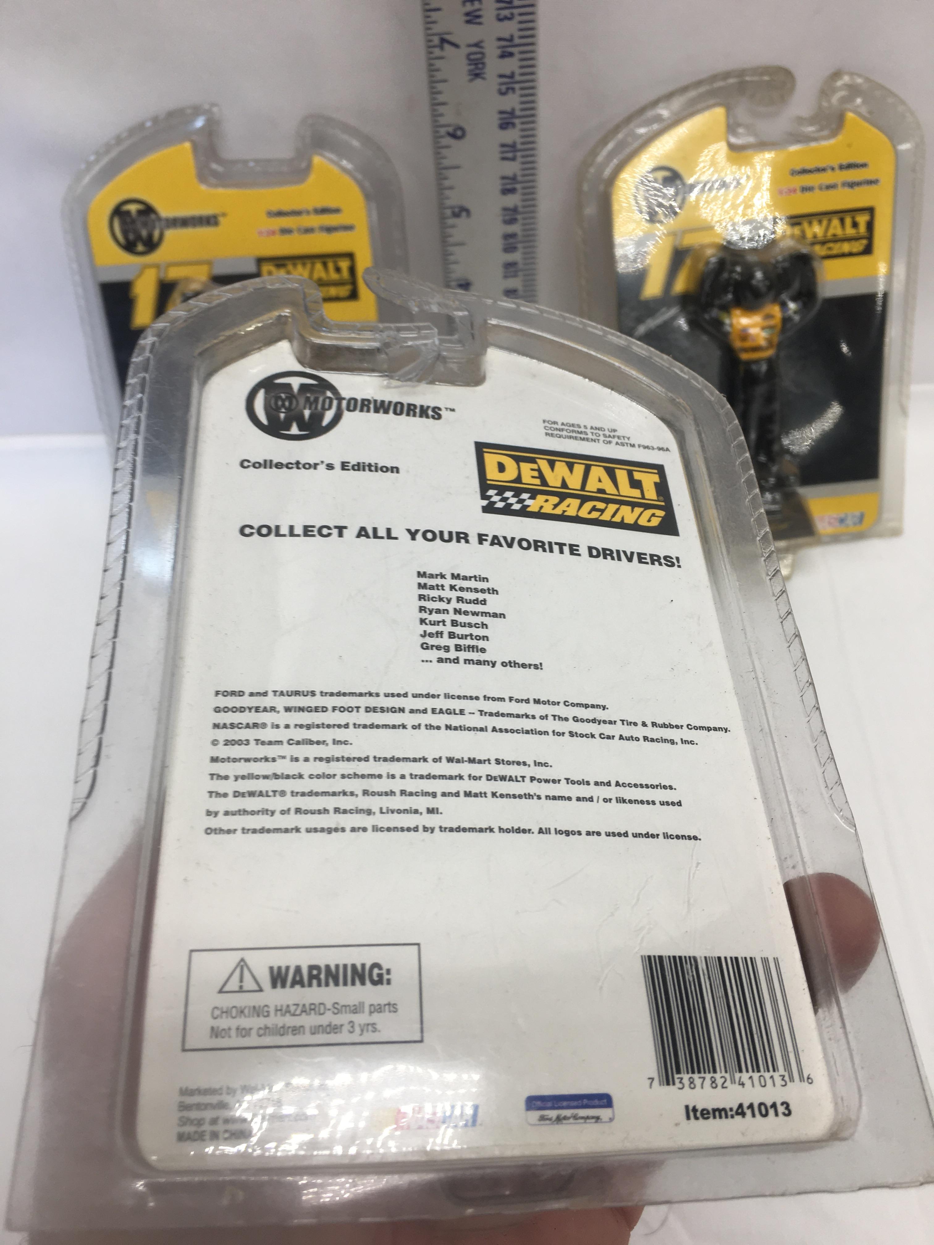 (3) MororWorks Dewalt Racing Die Cast Figures