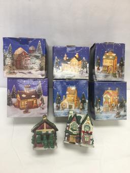 Box Lot/Christmas Village Pieces, ETC.