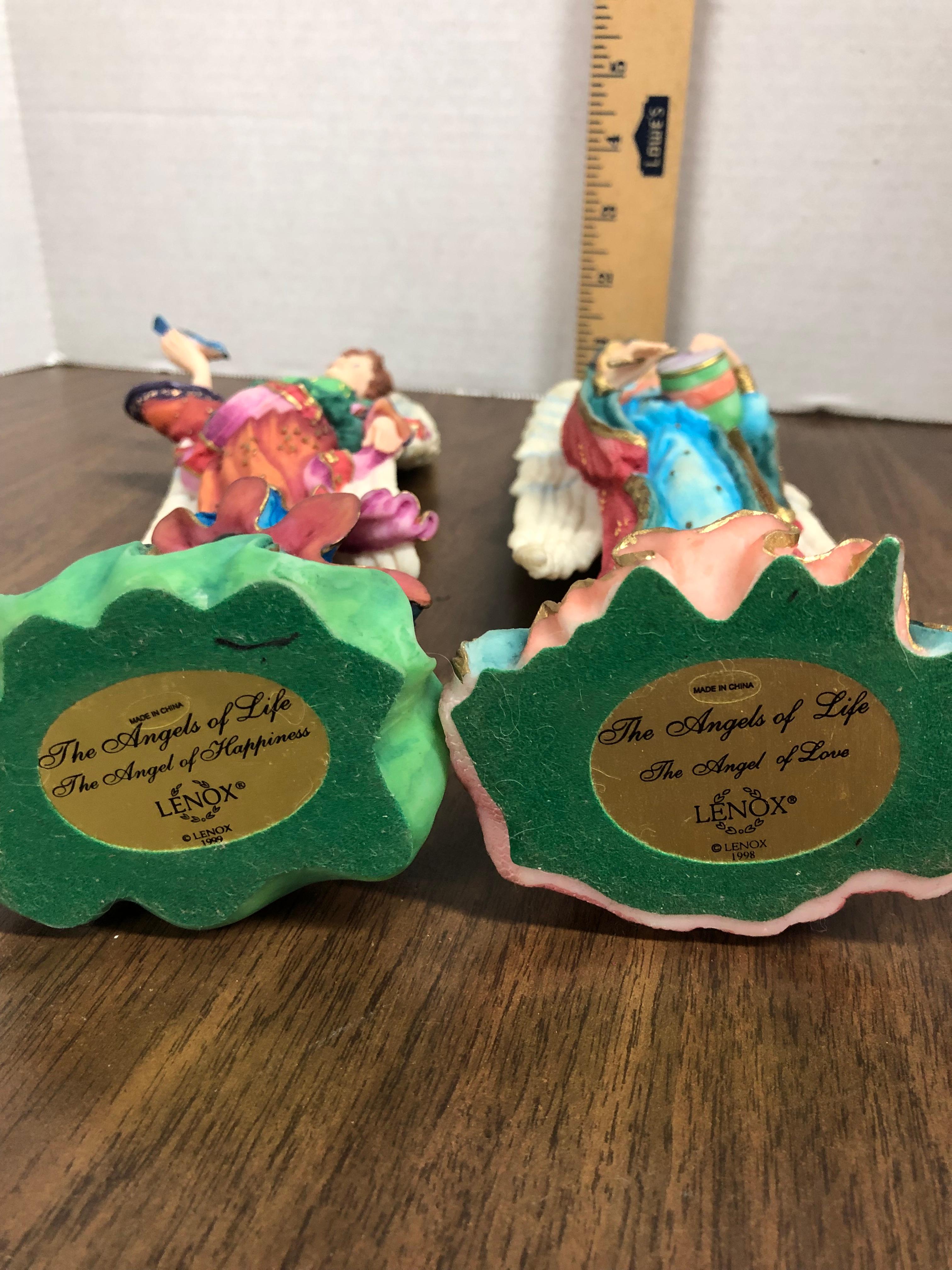 Two Lenox angel figurines, Angel of Happiness, Angel of Love