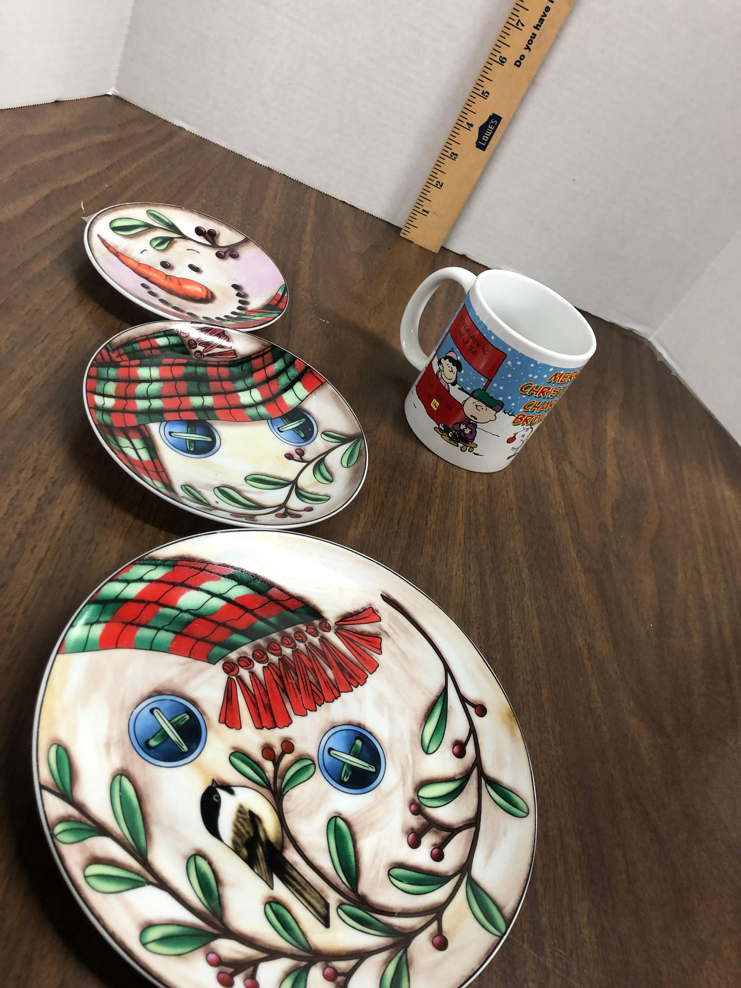 Christmas Lot, dishes, snowman display dishes, serving dishes, etc