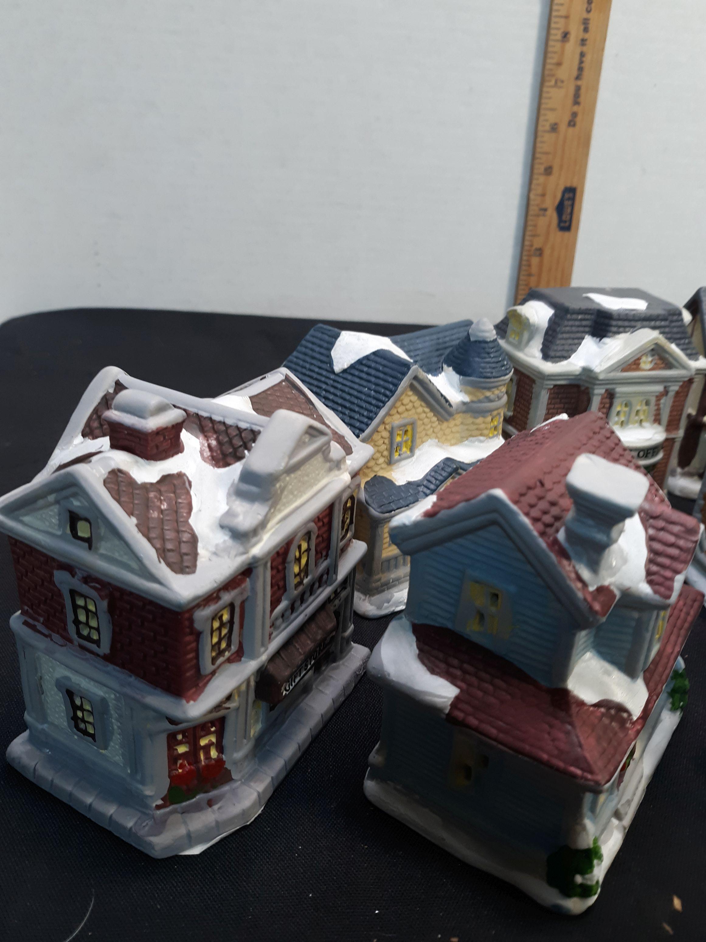 Ceramic Cobblestone Corners Christmas Houses, Qty: 11