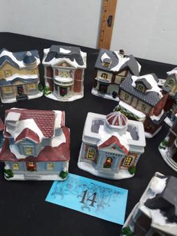 Ceramic Cobblestone Corners Christmas Houses, Qty: 11